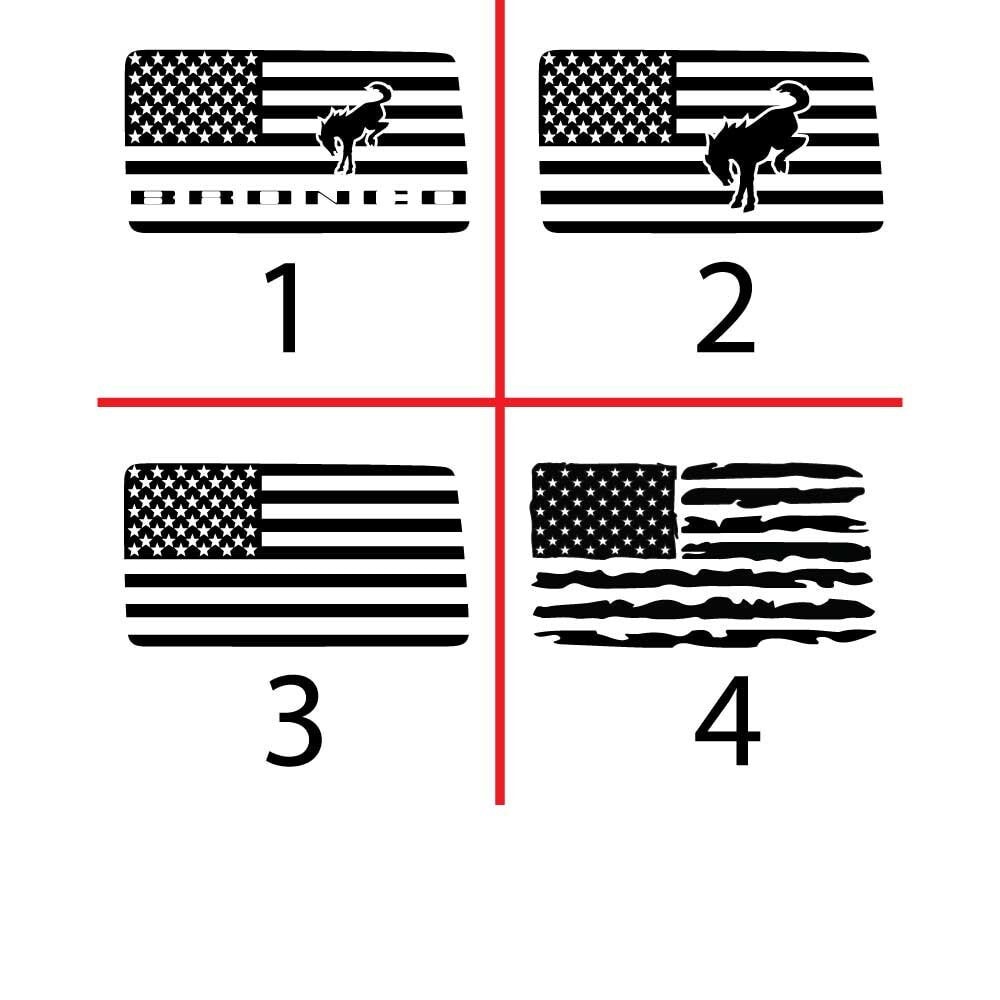 American Flag Pre Cut Ford Big Bronco 2 or 4 Doors Window Decal for 2021+