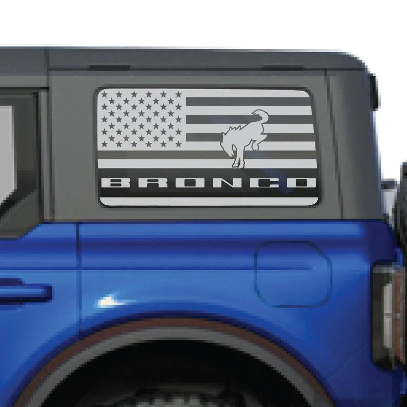 American Flag Pre Cut Ford Big Bronco 2 or 4 Doors Window Decal for 2021-2023