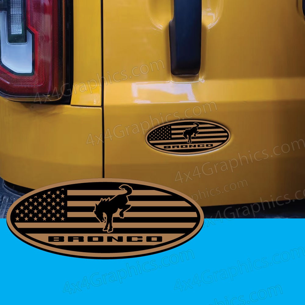 American Flag Ford Bronco Full or Sport Oval Emblem Badge Tailgate Door Replacement.